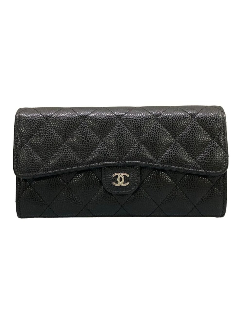 Chanel Wallet Quilted Black Silver